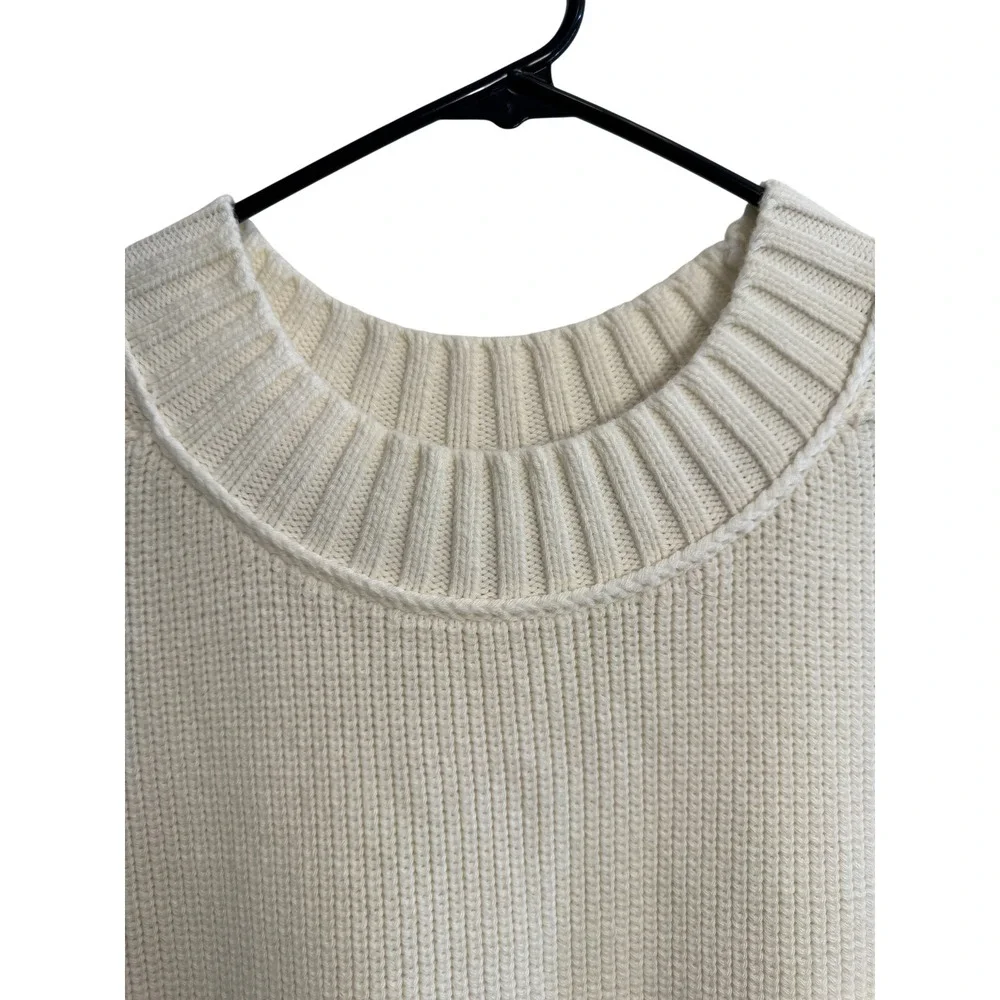 Maeve Anthropologie Womens Large Ivory Oversized Crew Neck Knit Sweater Vest - Picture 3 of 7